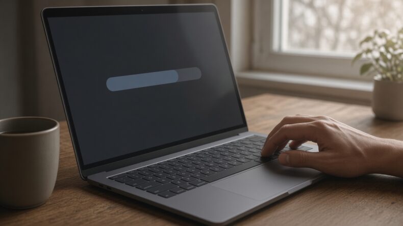 利用量のバーを前に、キーボードへ手を置いたままの午後