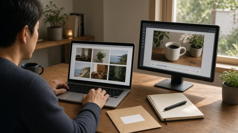 画像生成の有料サービスを閉じ、ブラウザで画像を作る作業机
