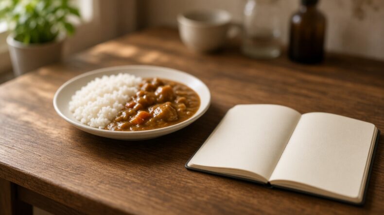 カレーライスと、白いページのノート