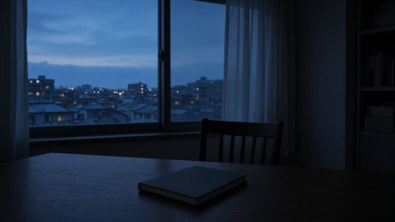 まだ夜の窓辺と、閉じたノート